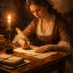 Writing by candlelight in the 18th century